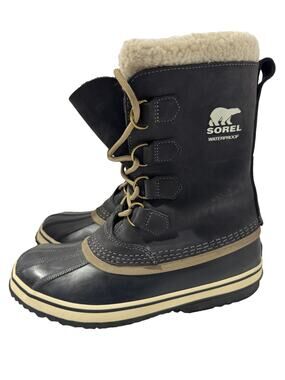 Sorel Snow Boots Women’s Size 10 Black Waterproof Rubber Sole Fleece Cuff